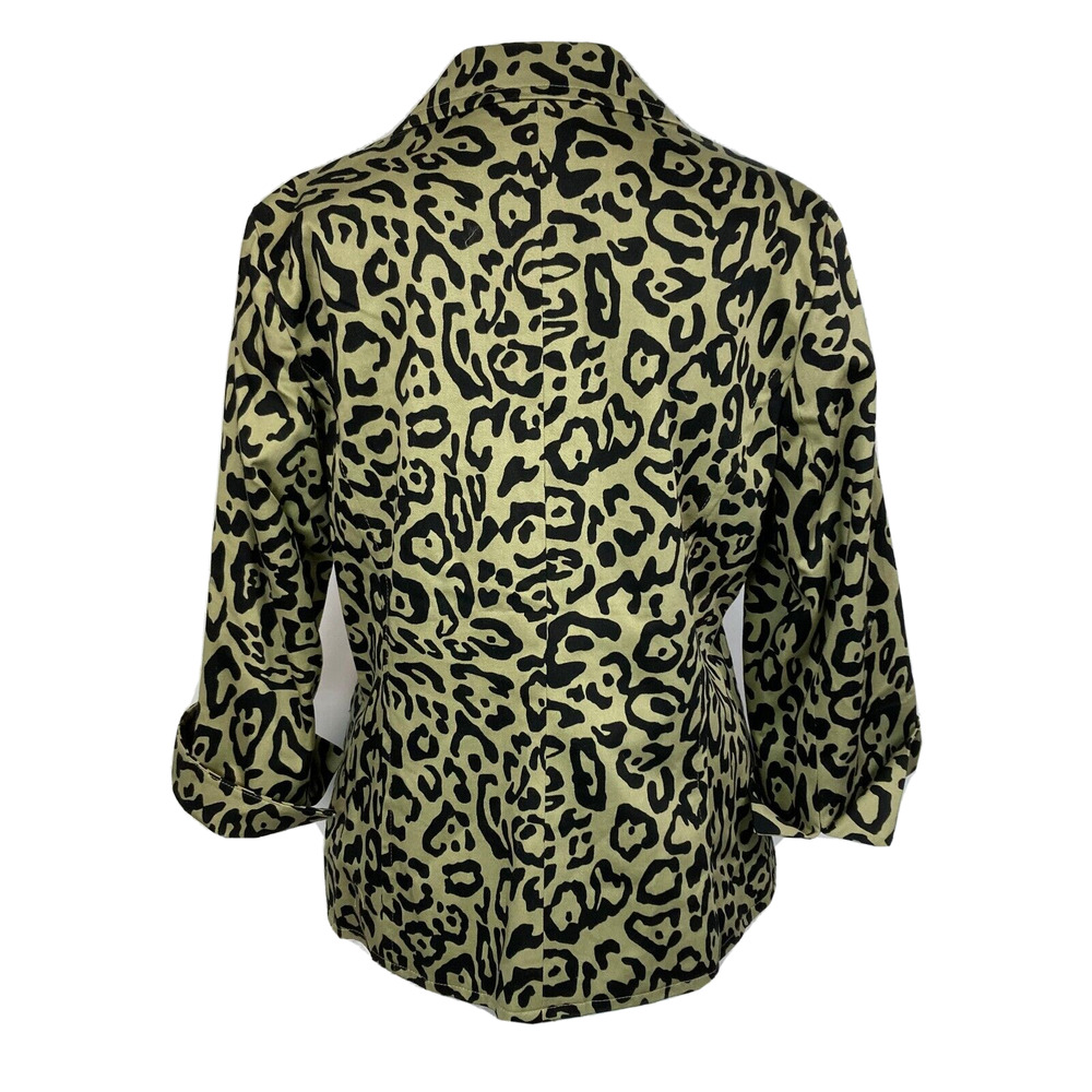 Linea By Louis Dell'Olio Blazer‎ Womens Green Leopard Cotton Stretch Jacket NWOT - Picture 4 of 11